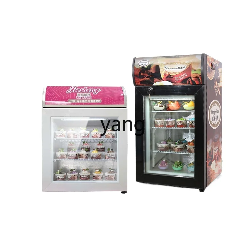 

YJQ commercial frozen display cabinet bar counter small refrigerator ice cream vertical ice cream cabinet cold freezer