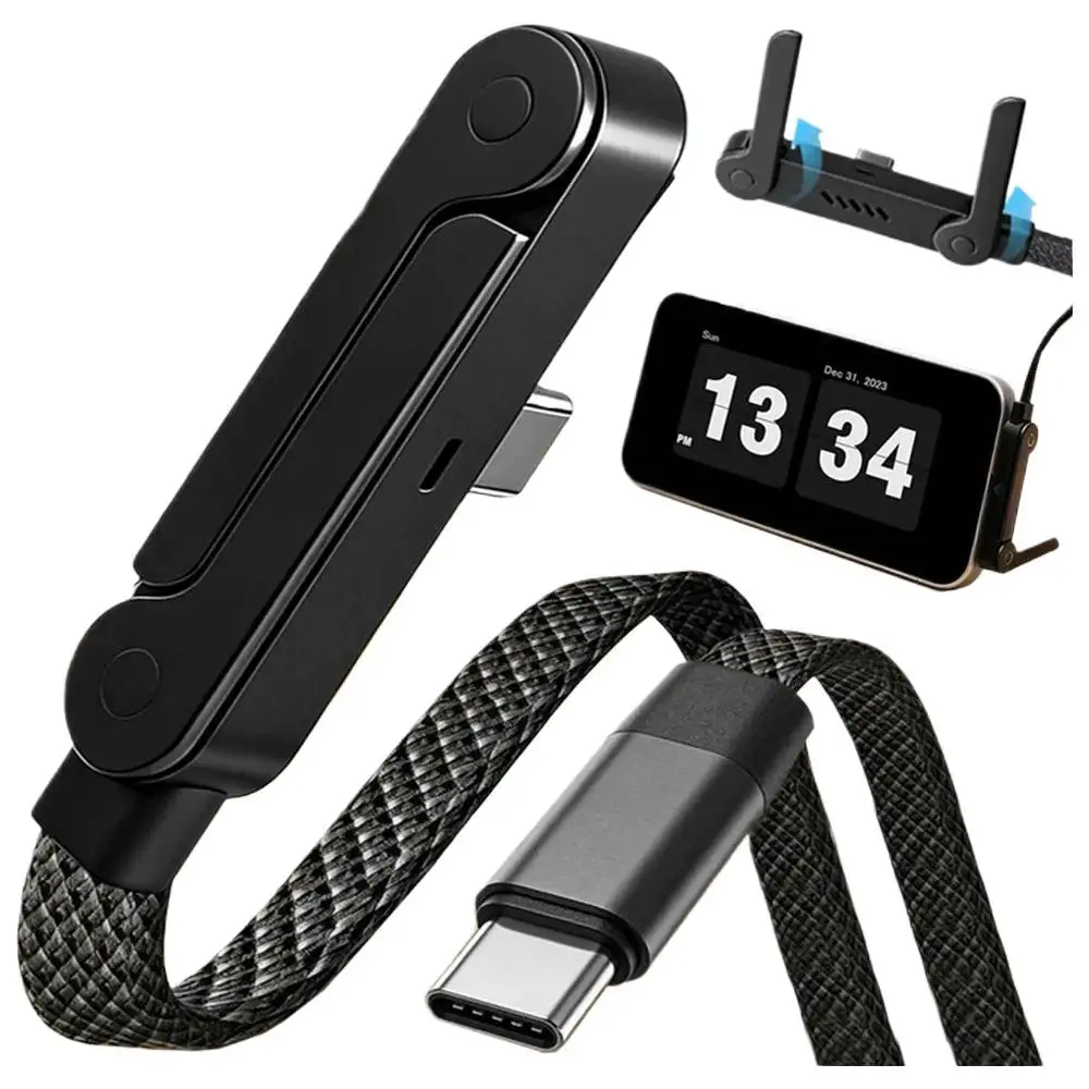 Kabel USB-C do USB-C 2m 240W z kątowym złączem, szybkie ładowanie, kabel do transmisji danych, składana podstawka, uchwyt na telefon do iPhone 17/16/15, ładowarka Samsung — zdjęcie produktu 3