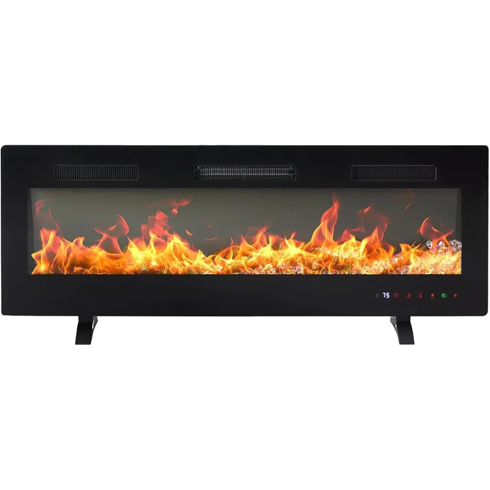 

Electric Fireplace Wall-Mounted/Recessed Freestanding Heater with Remote, Adjustable Flame, Energy-Saving, Black