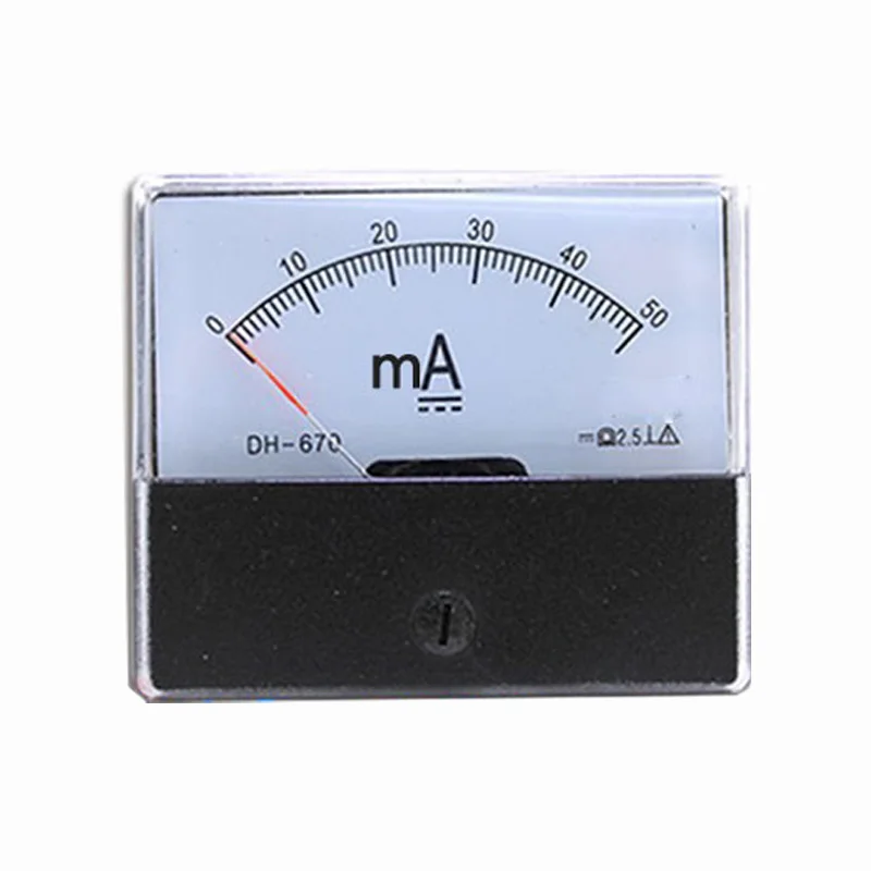 Ammeter DH-670 DC 0-500 mA 1A 2A 3A 5A 10A 20A 30A 50A 100A Rectangular Ampere Needle Panel Meter Gauge Amperemeter