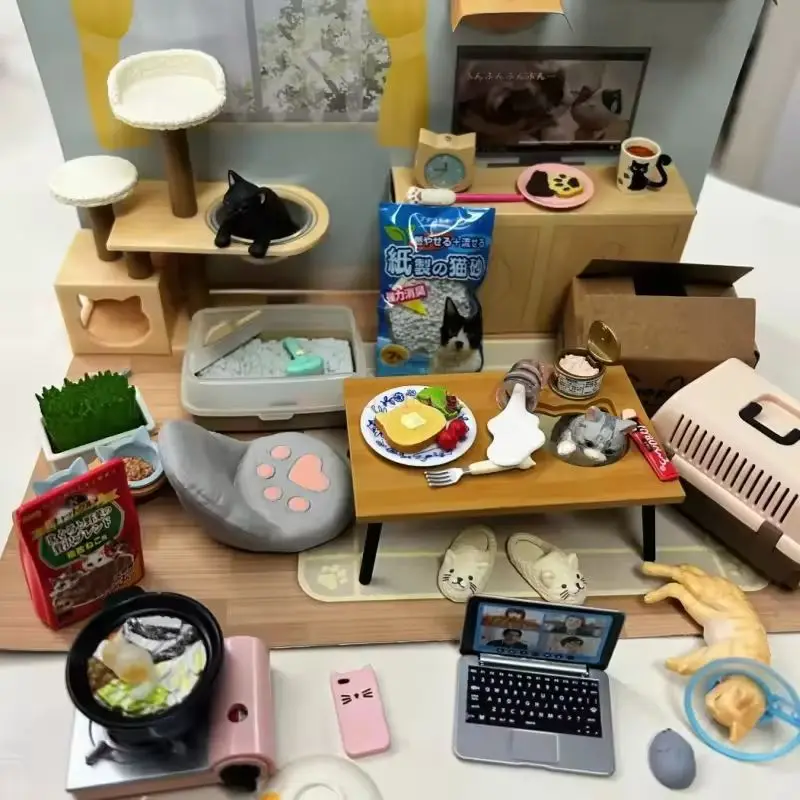 Re-Ment My Daily Life With Cat Series Miniature Scene With Lovely Details Desktop Display Gift  Action Figures Toys Gift