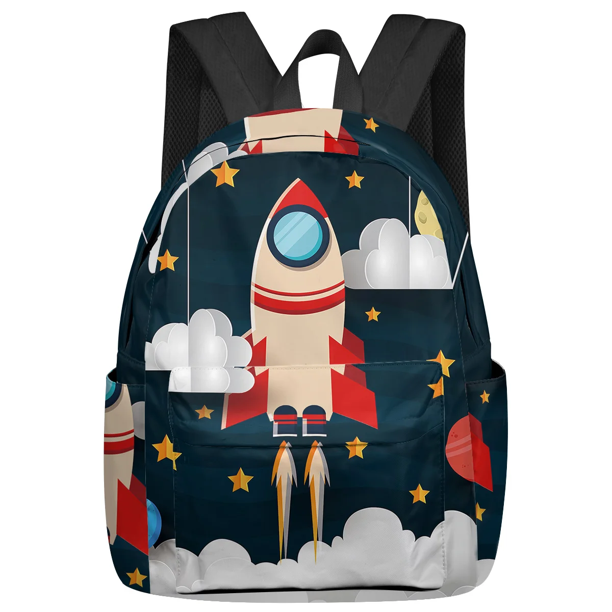 

Outer Space Cartoon Cute Spaceship Rocket Backpacks Custom Student School Bags Laptop Backpack Men Women Female Travel Mochila