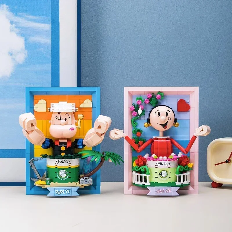 Popeye The Sailor 3D Building Blocks, Popeye The Sailor Olive Oyl Ornamenti da tavolo, Giocattoli per bambini, Regali di Natale