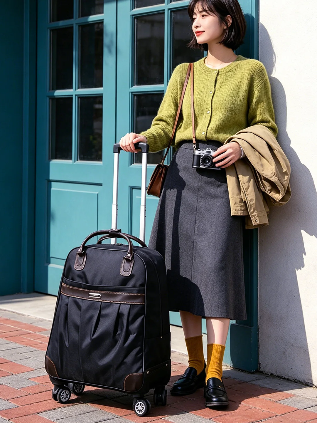 oxford-fabric-luggage-bag-with-universal-wheels-short-haul-flight-bag-lightweight-large-capacity-women's-travel-bag-carry-on