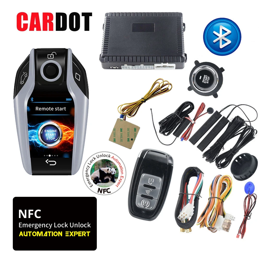 KOL  NFC Pke Passive Keyless Entry Remote Engine Start Stop Push Start Button Smart Car Alarm System