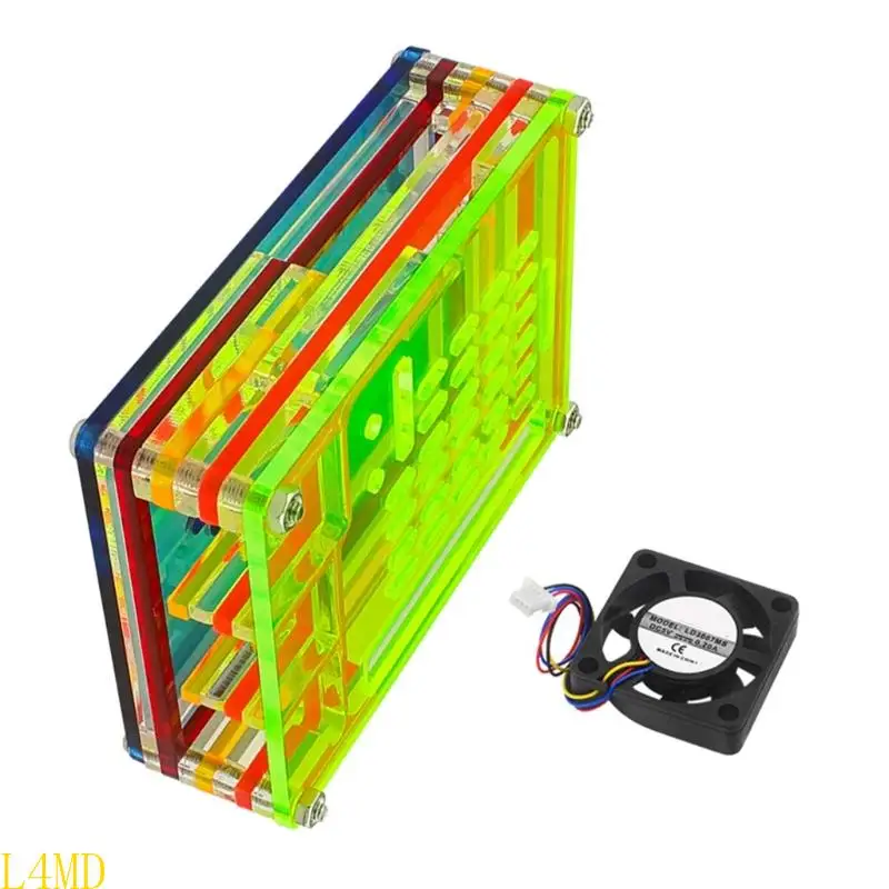 L4MD -Hülle für RPI 5 PC -Boarad Acrylabdeckungskoffer Optionales Kühllüftergehäuse