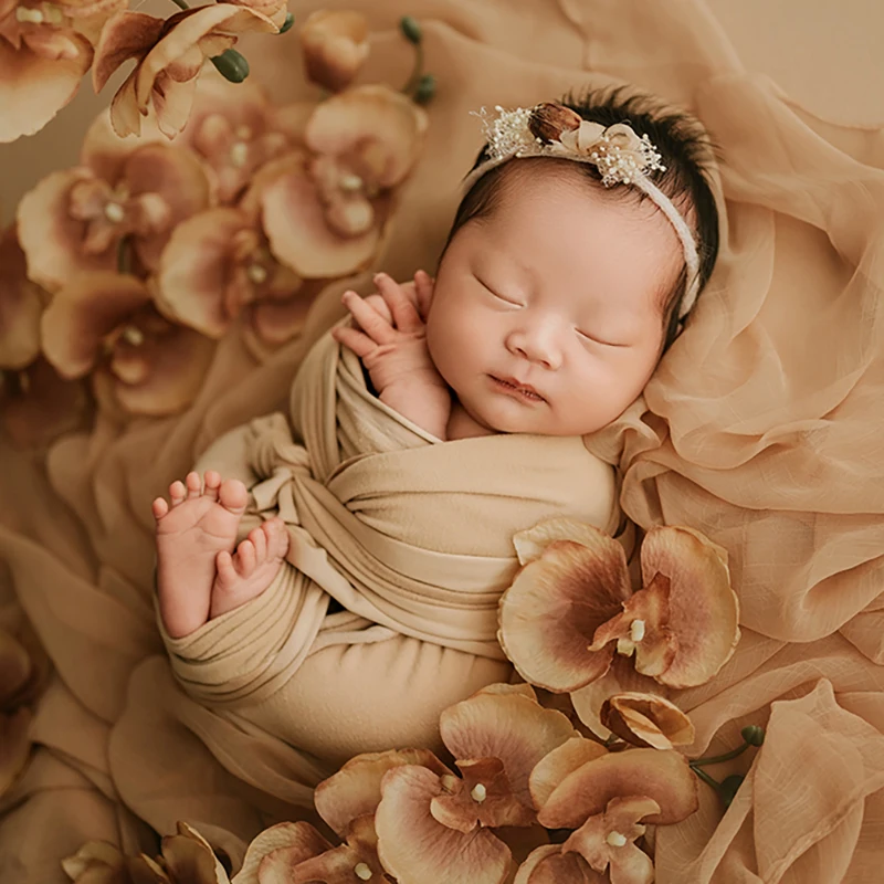 0-1 mese puntelli per fotografia per bambini fondale in rete per la decorazione di riprese per bambini accessori per oggetti di scena per Studio con involucro elasticizzato per foto appena nati