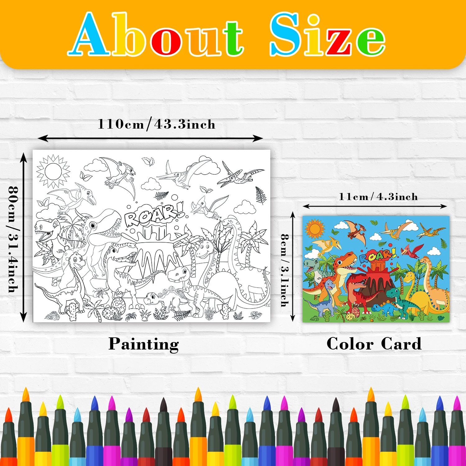 Libros para colorear del mundo de los dinosaurios, mantel grande para colorear, suministros para fiesta de cumpleaños, recuerdo para niños, 110x80cm ﻿