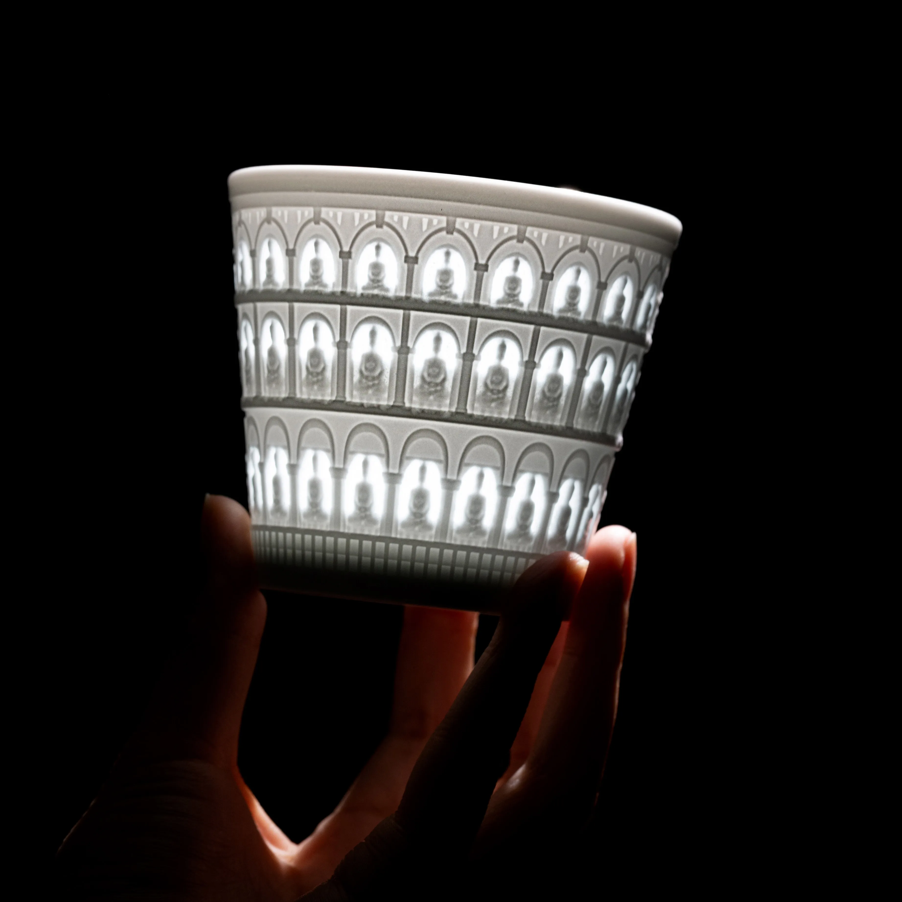 9x7cm 250ml Creative Jingdezhen Luxury Thousand Buddhas Design Linglong Ceramic Coffee Cup Handcrafted Exquisite Teacup Gift Box