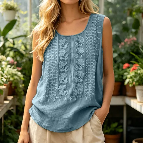 Женский жилет Boho из хлопка и льна