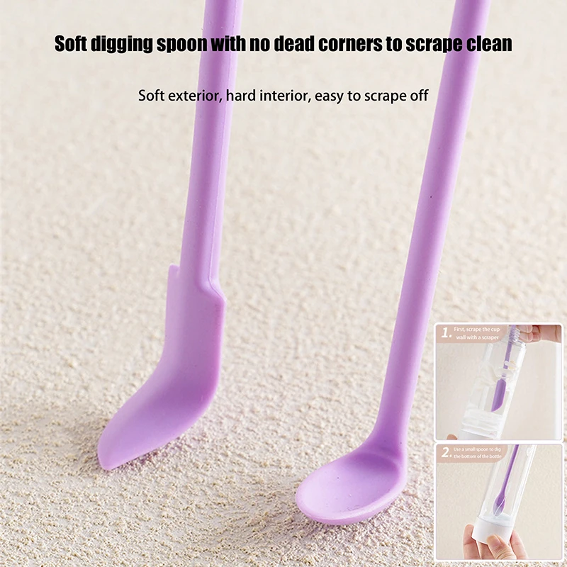 New Cosmetic Bottle Silicone Mini Scraper 3pcs Set Baking Double End Two In One Spatula Jam Deep Bottle Scraper Spoon Set