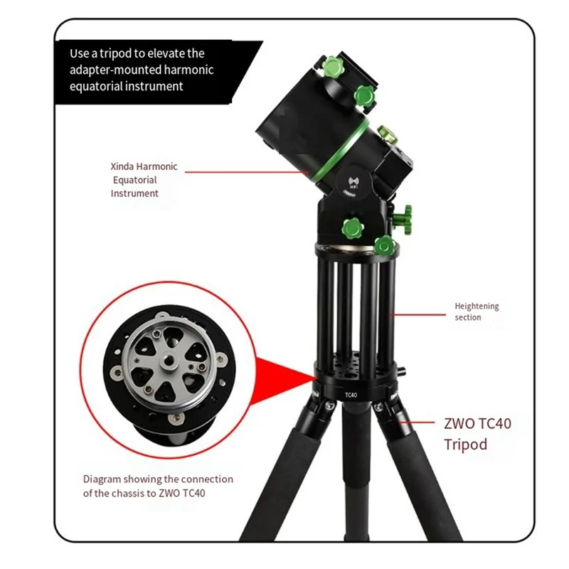 مستشعر الارتفاع 200 للتلسكوب الاستوائي AM5 CEM40 Eaton TC40 عمود تمديد الملحقات الفلكية باللون الأسود