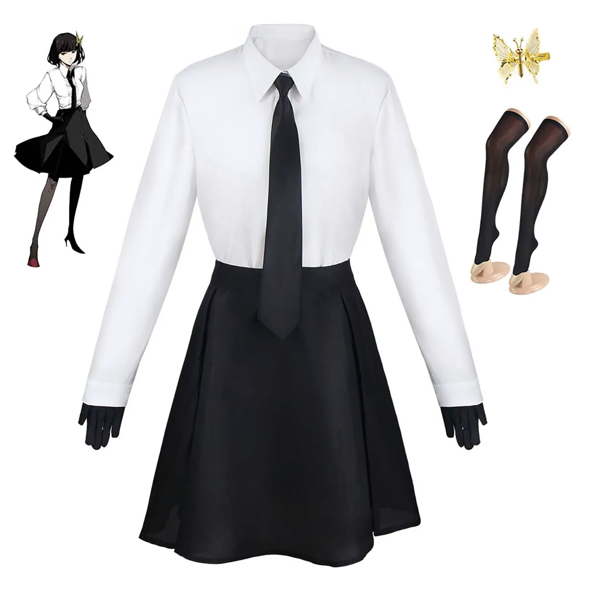 Anime Bungo Stray Dogs Akiko Yosano Kostum Cosplay School Uniform Set Costume