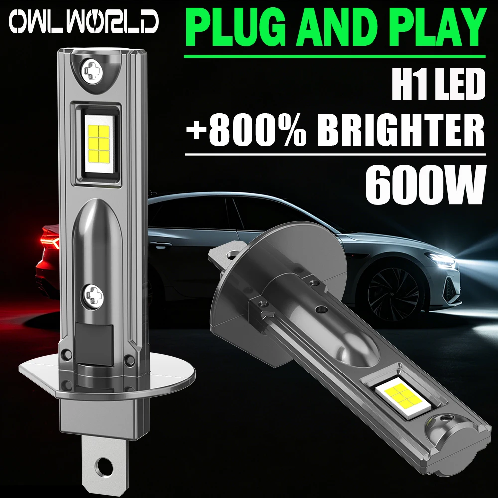 H1 LED Car Light Turbo Led Diode Lamp 600000LM 500W High Power Auto Lights CANBUS Error Free Fanless H1 Led Headlamp 6000K 12V