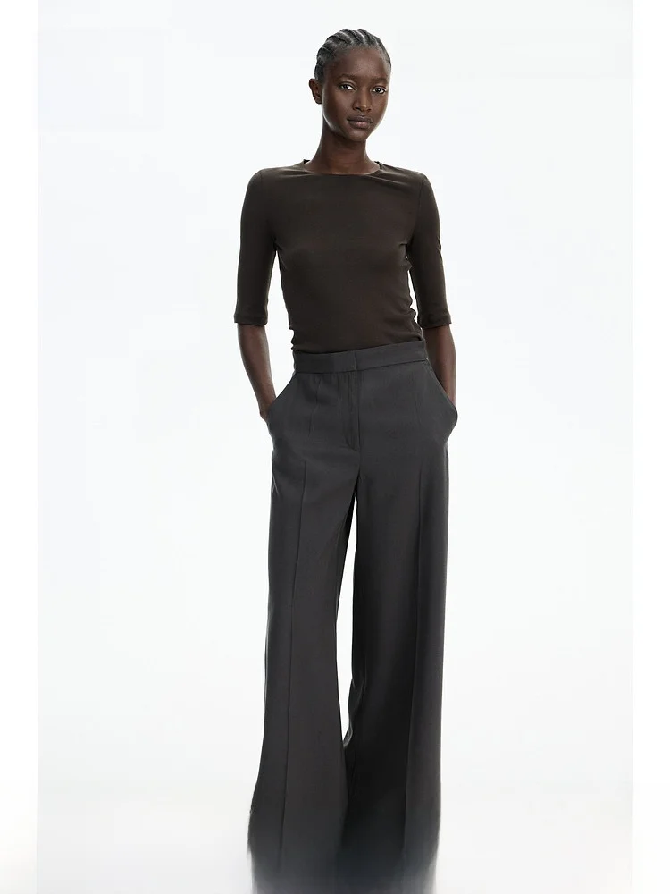 

Women's T-shirt Breathable Soft Comfortable Slim Fit round Neck mid Sleeve Long Top H&M 1285169 Cotton 100% Spring 2025