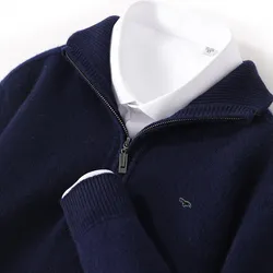 Cashmere Sweater Men's Clothing Knit Large Size High-End Top Half High Neck Zipper Pullover Woolen Tops