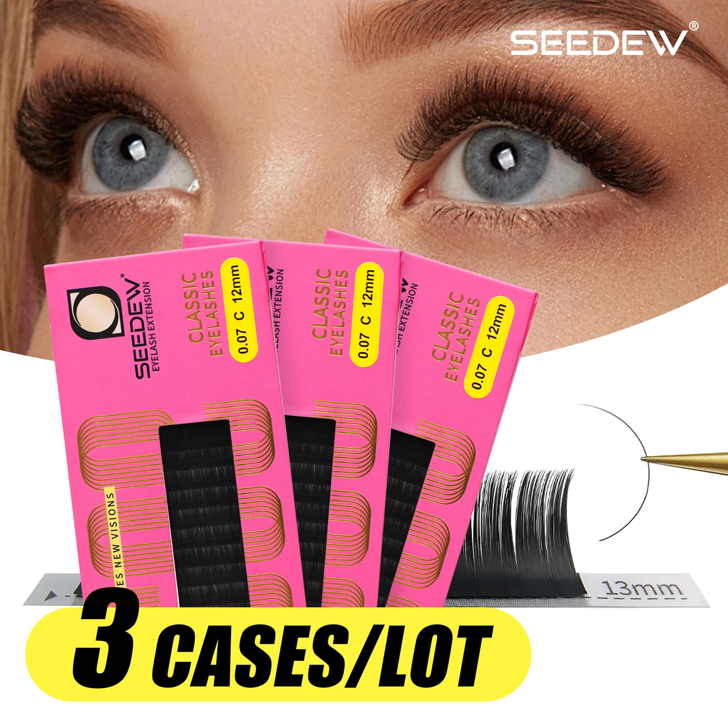 

SEEDEW 3cases/lot Classic Eyelashes Faux Individual Lashes Makeup Professionals Soft Natural Eyelash Extensions