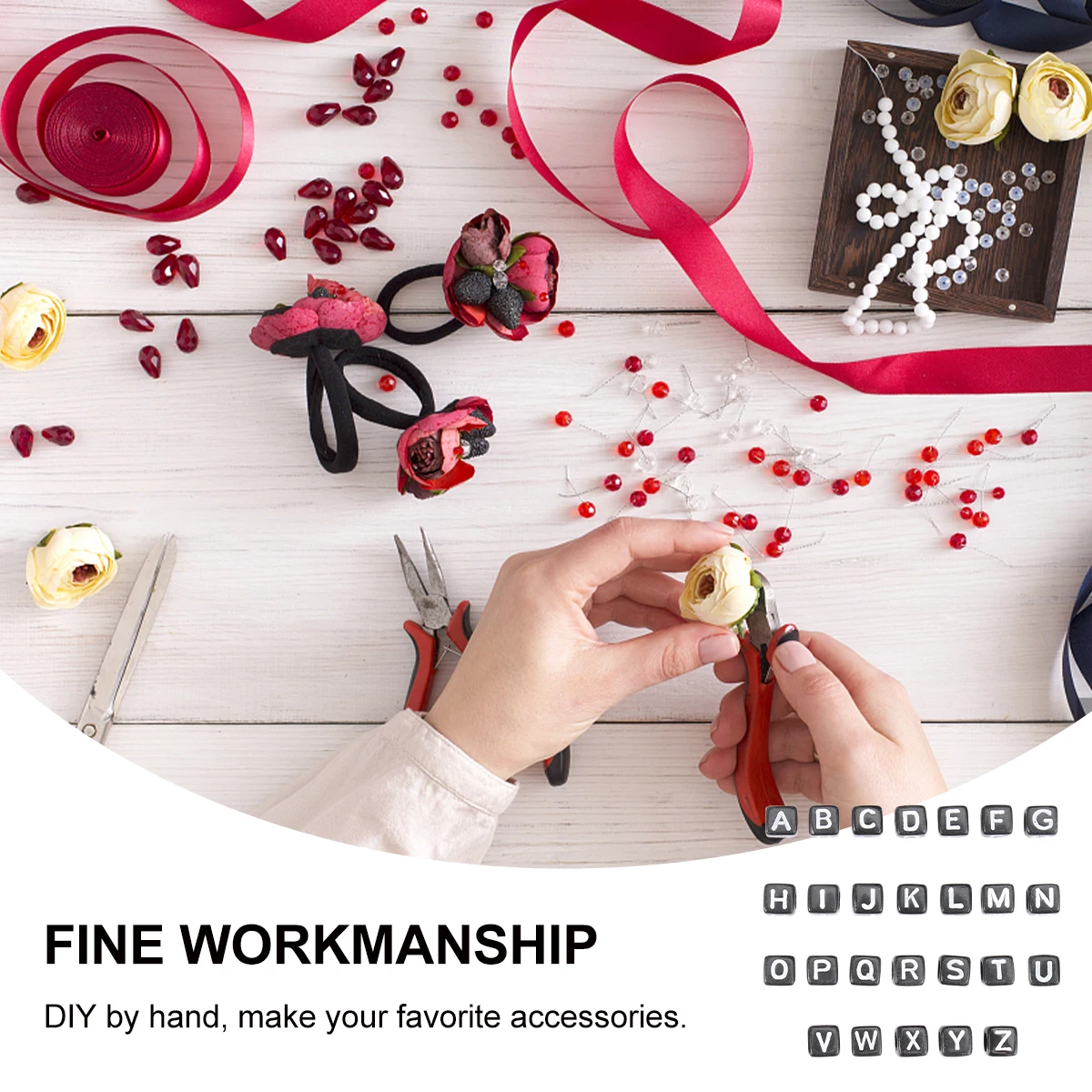 100개 아크릴 알파벳 비즈 DIY 사각형 영어 문자 디자인 쥬얼리 만들기 어린이 공예 액세서리 크리스마스 선물