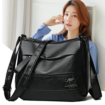 Elegante Leder-One-Shoulder-Handtasche, Einkaufstasche, 2024, neue Damenmode-Handtasche, Schaffell-Korn, schöne Dame, Umhängetasche