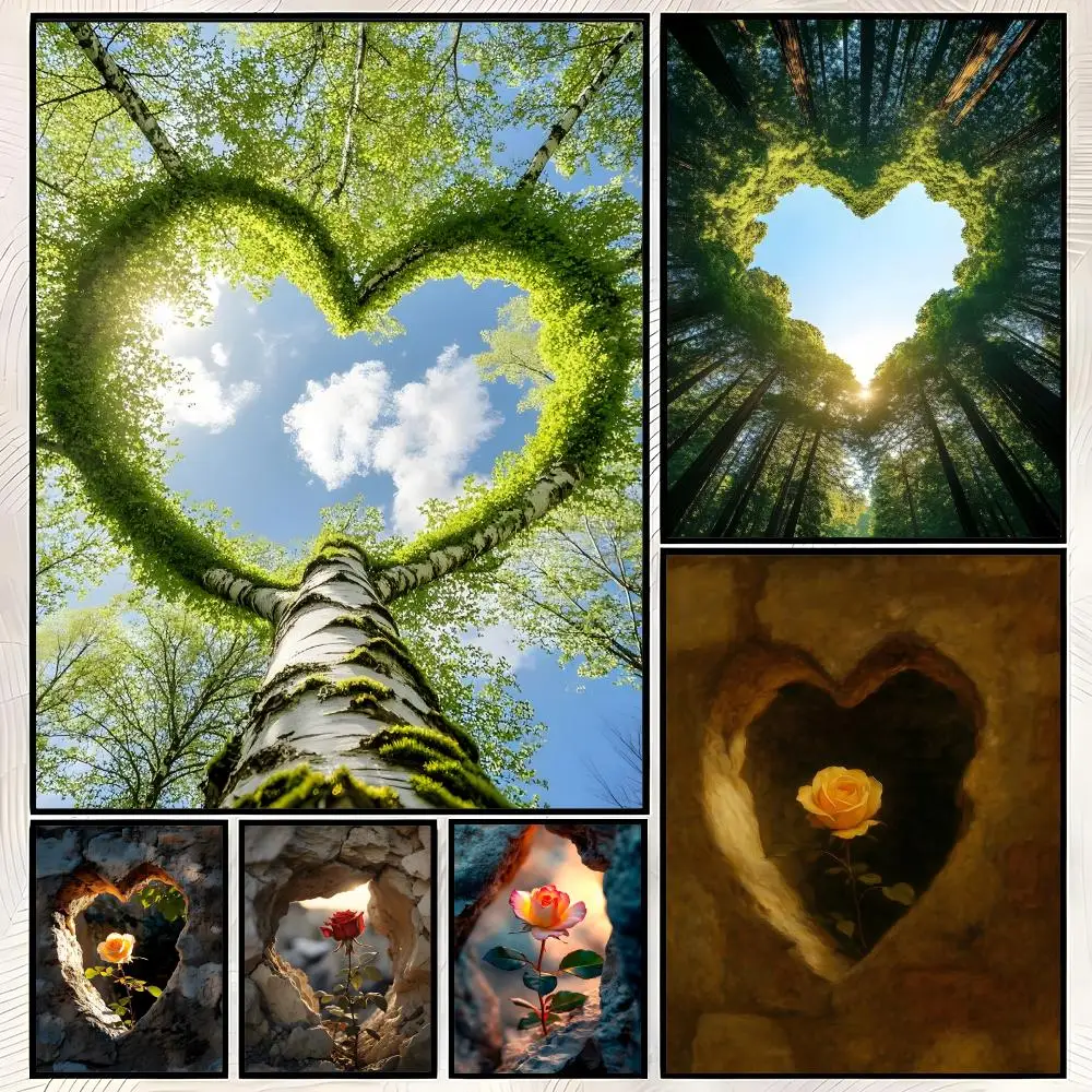 Art F-Flower landscape painting Poster Self-Stick HD PVC Wall Art Poster, Waterproof Decor for Bedroom, Living Room and Home