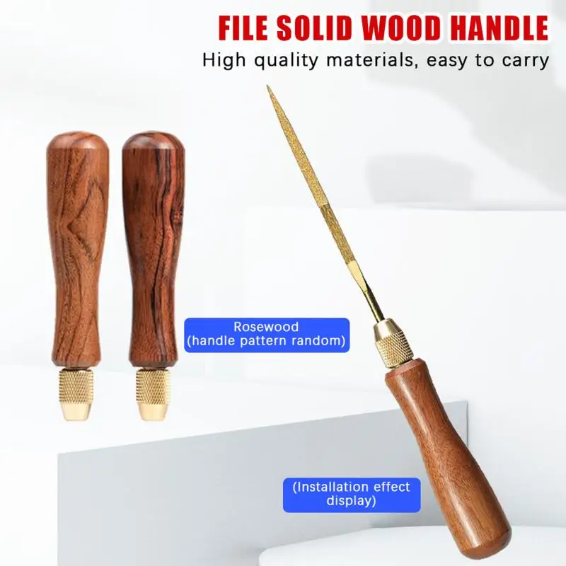 (BF06)Wood File Handle Wooden Handles With Brass Collet Chuck For Small Files DIY Tool Accessories