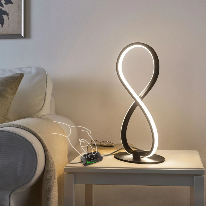 

Modern Designer LED Black White Table Lamp Nordic Bedroom Bedside Reading Desk Lamp Home Decor Living Room Lighting Fixture