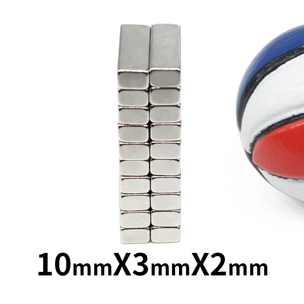 20/50/100/200/500/1000PCS 10x3x2 Quadrate Rare Earth Neodymium Magnet Sheet N35 Thin Block Permanent Magnet 10x3x2mm 10*3*2 mm