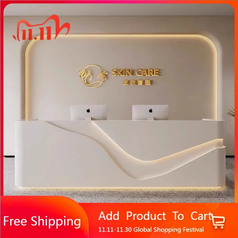 

Aesthetic Minimalist Reception Desks Beauty Luxury Modern Shelves Desks Best Company Display Comptoire Accueil Trendy Furniture