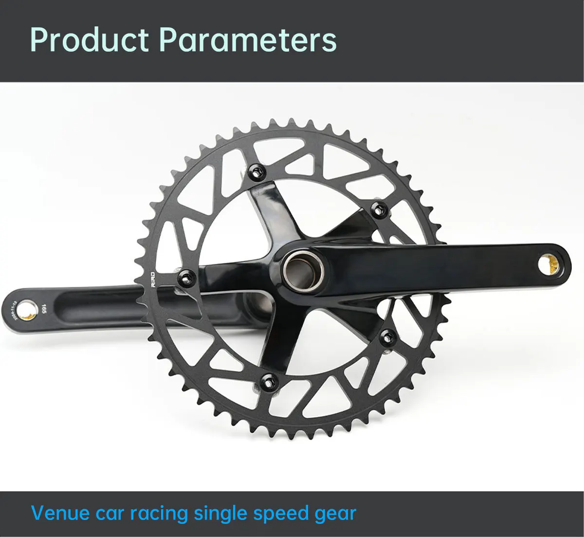 RIRO Superleichte Rennrad-Kurbelgarnitur aus Aluminiumlegierung, Hollowtech 144 BCD, Single-Speed Fixed-Gear-Fahrrad mit 51T Kettenblatt – Detail 9
