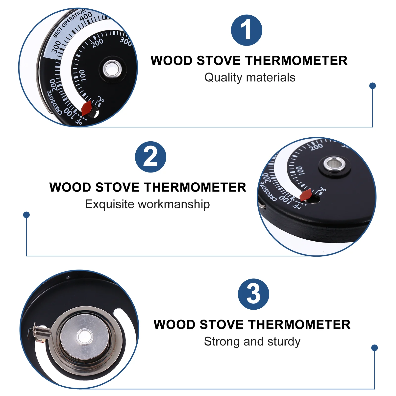 Oven Thermometer Temperature for Gas Stoves Chimney Pipe Gauge Flue Log Burner Wood Magnetic Fire