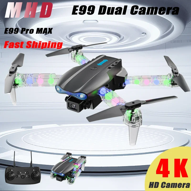 

MHD E99 Drone with LED Lights One Key Takeoff Landing 360° Flip Gravity Sensing Dual Camera Face Recognition WiFi FPV Flying Toy