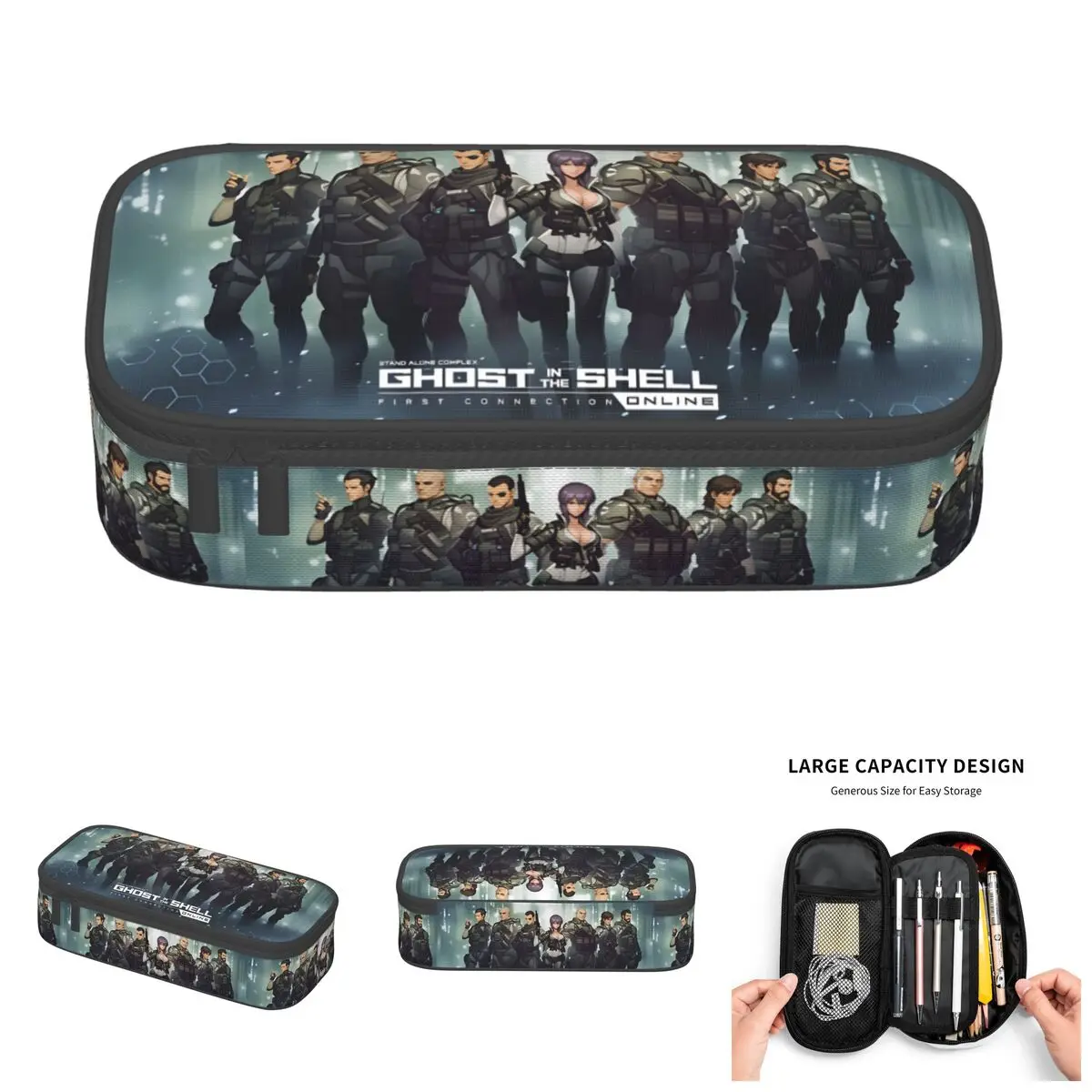 Estuches para lápices Ghost In The Shell Saito Motoko Kusanagi Batou para Togusa Paz Ishikawa, caja de almacenamiento grande para bolígrafos, bolsa, accesorios escolares
