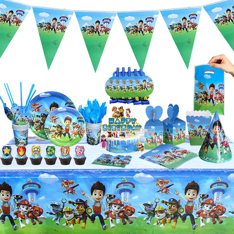 PAW Patrol Dog Birthday Party Decoration Group Decorative Suit Disposable Tableware Combination Balloons For Kids Party Supplies