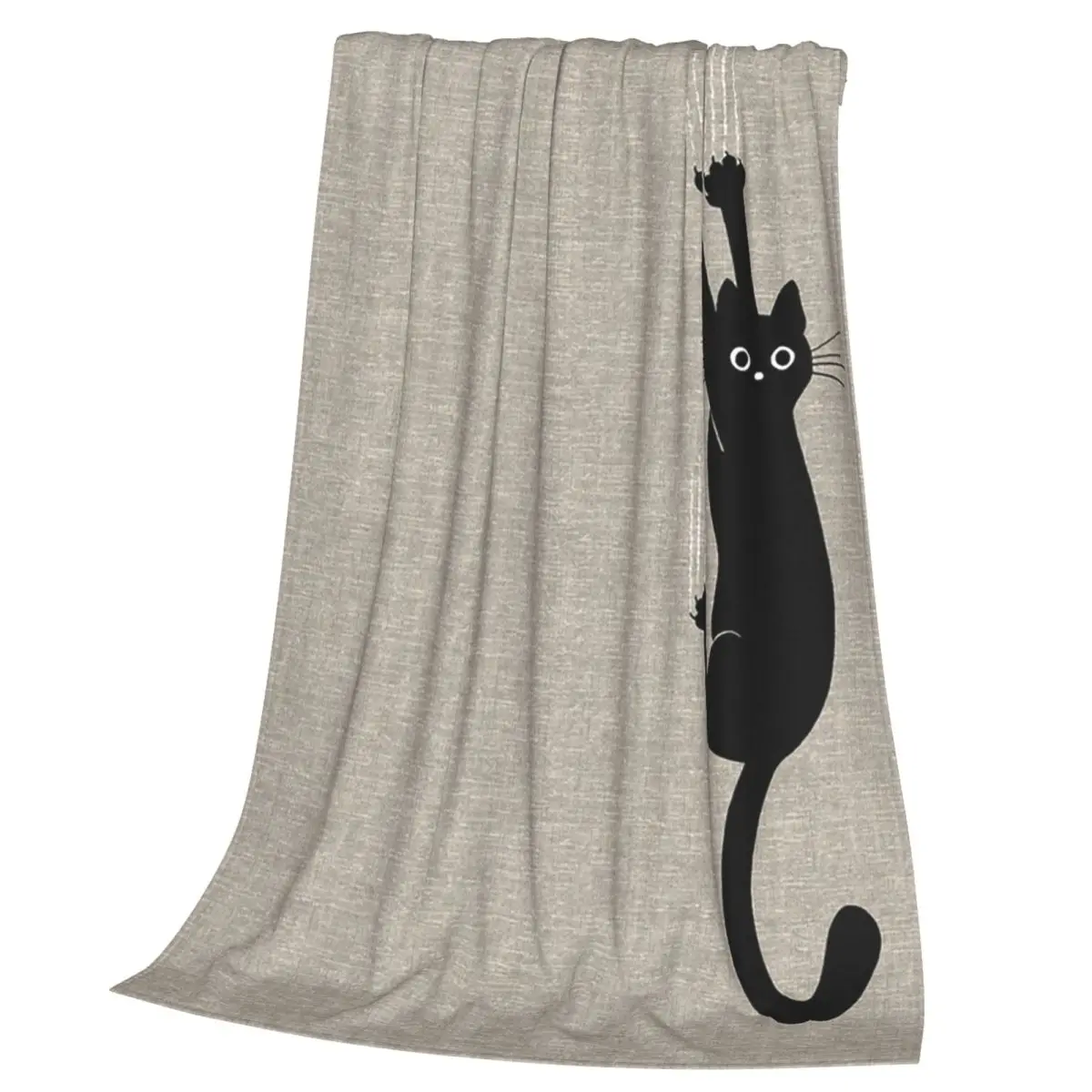 Black Cat Holding On Blanket Soft Warm Flannel Throw Blanket Plush for Bed Living room Picnic Travel Home Couch
