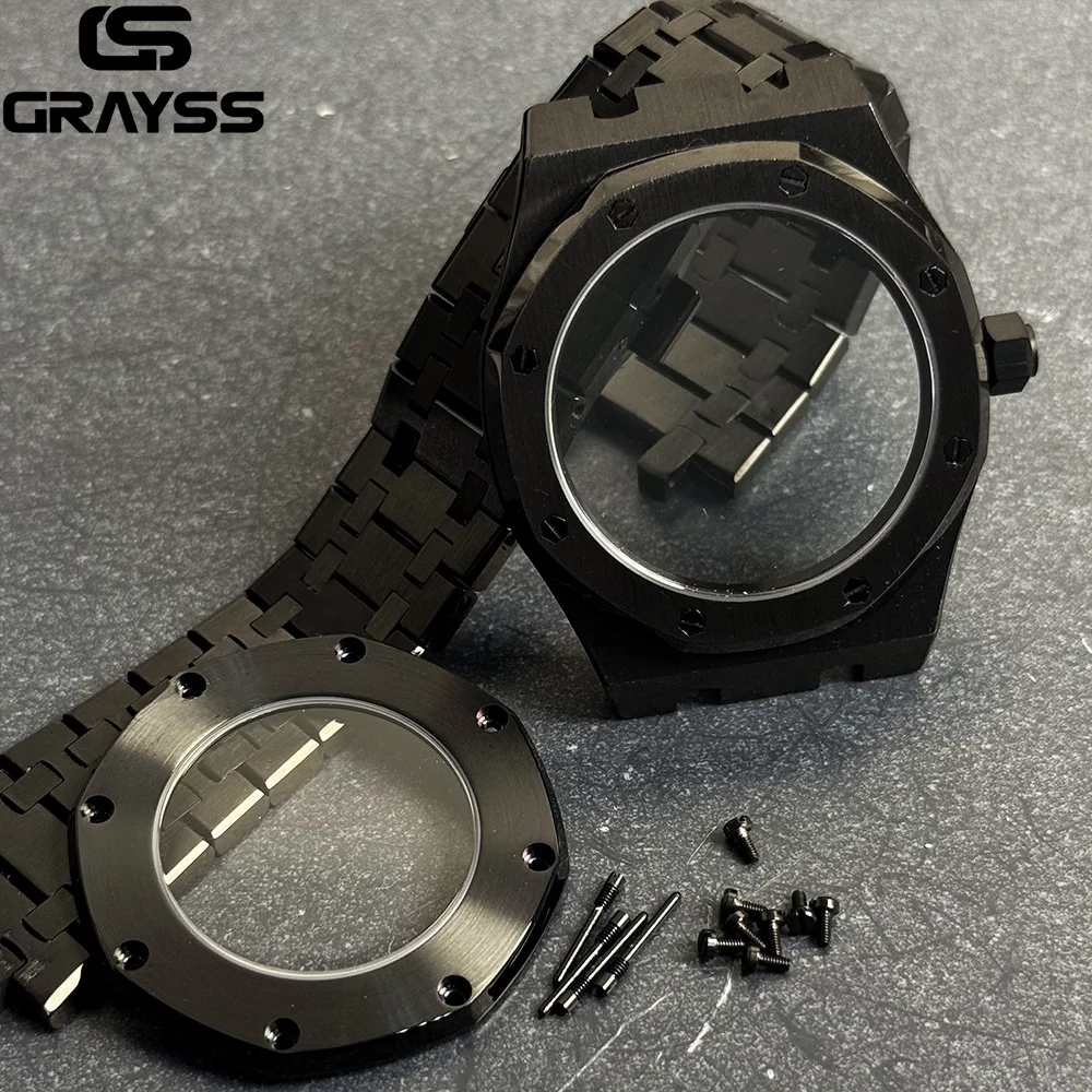 NEW 42mm PVD AP Watch Parts For NH34 NH35 NH36 Movement Transparent Back Sapphire Crystal Modified Accessories Replacement