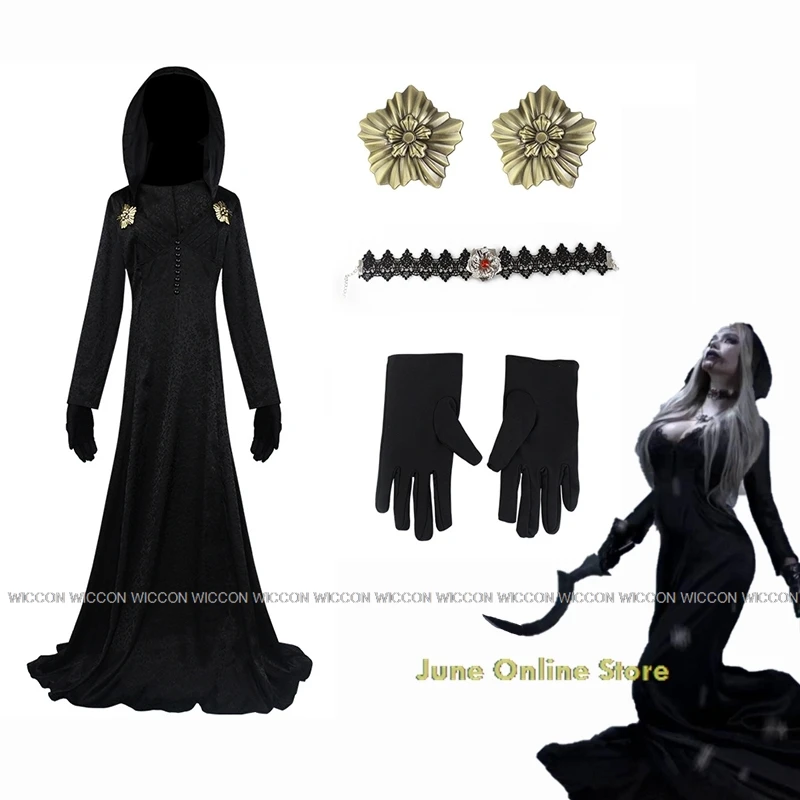 Alcina Dimitrescu Cosplay Costume Gown Dress Resident Village Horror Style White Dress Women Halloween Evil Cosplay Scary Outfit