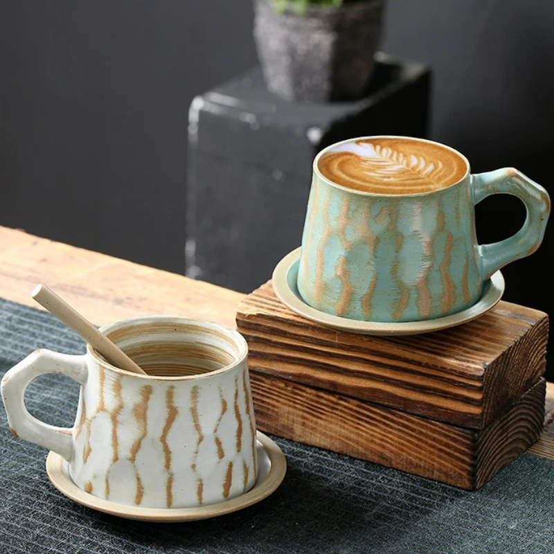 

Japanese Ceramic Coffee Mug and Saucers Set Vintage Breakfast Oat Mug Creative Afternoon Camellia Flower Tea Cup Home Water Cup