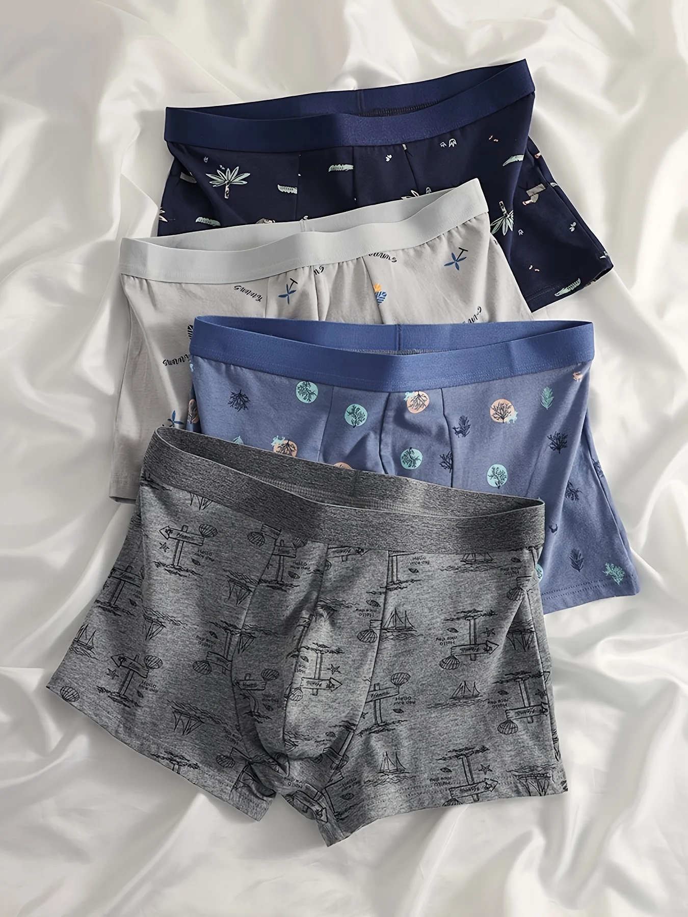 

4-Pack Men's Cotton Boxer Briefs - Fun Prints, Soft & Breathable