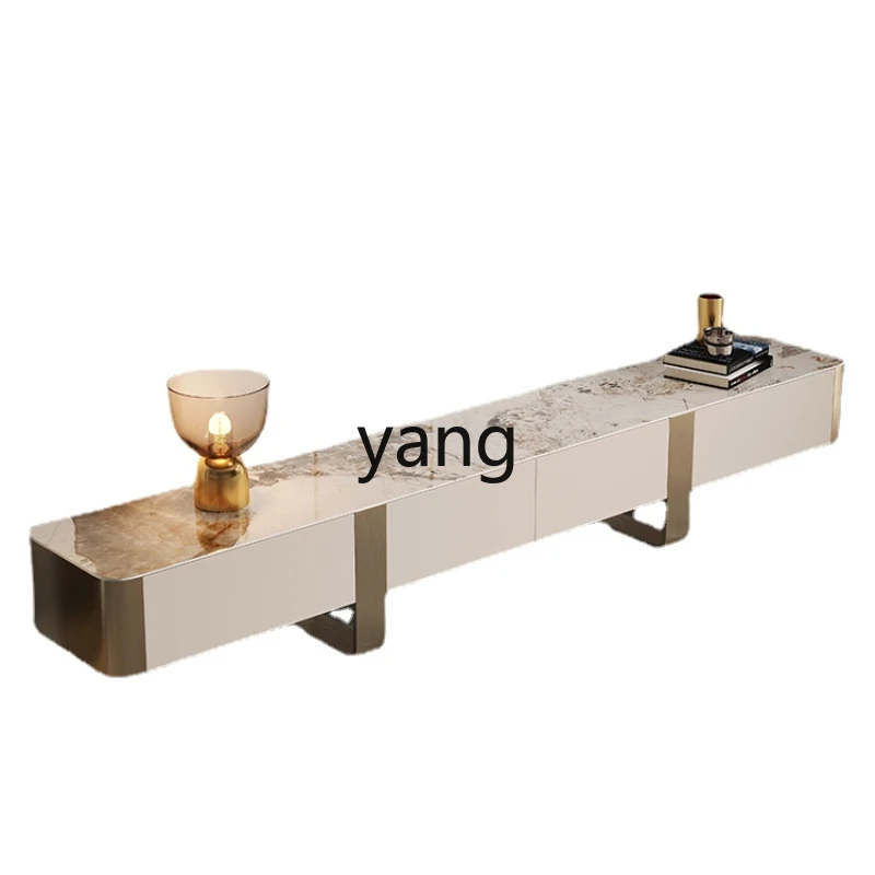 Yjq Stone Plate Coffee Table TV Cabinet Group Light Luxury Modern Design Sense Home Small Apartment Floor Cabinet