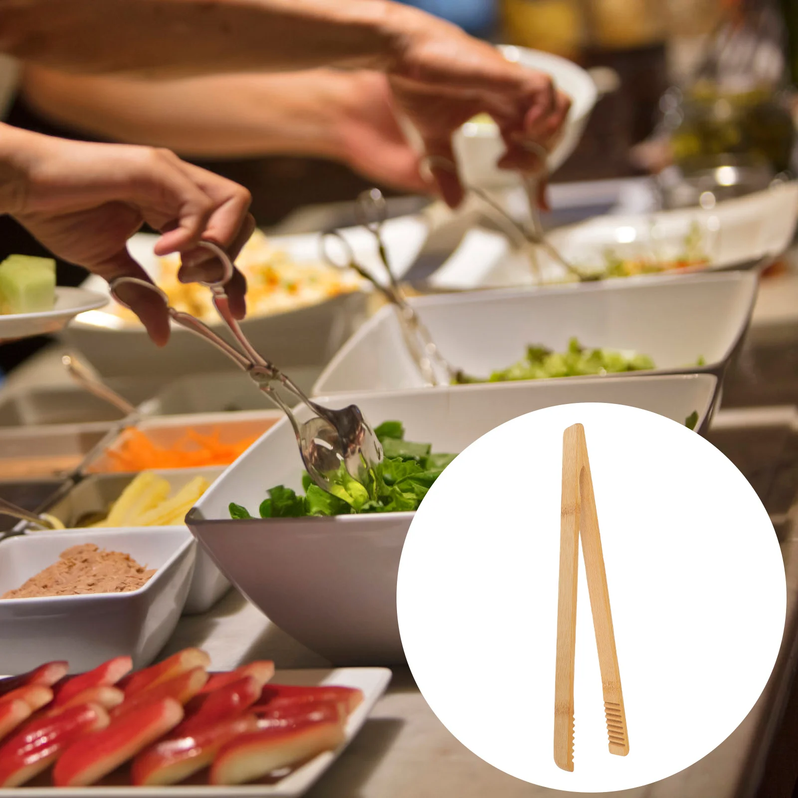 

4 шт., щипцы для сервировки стейка, бамбуковые кухонные пинцеты с защитой от ожогов, портативные кухонные щипцы для барбекю, пикника, ресторана, бамбуковые