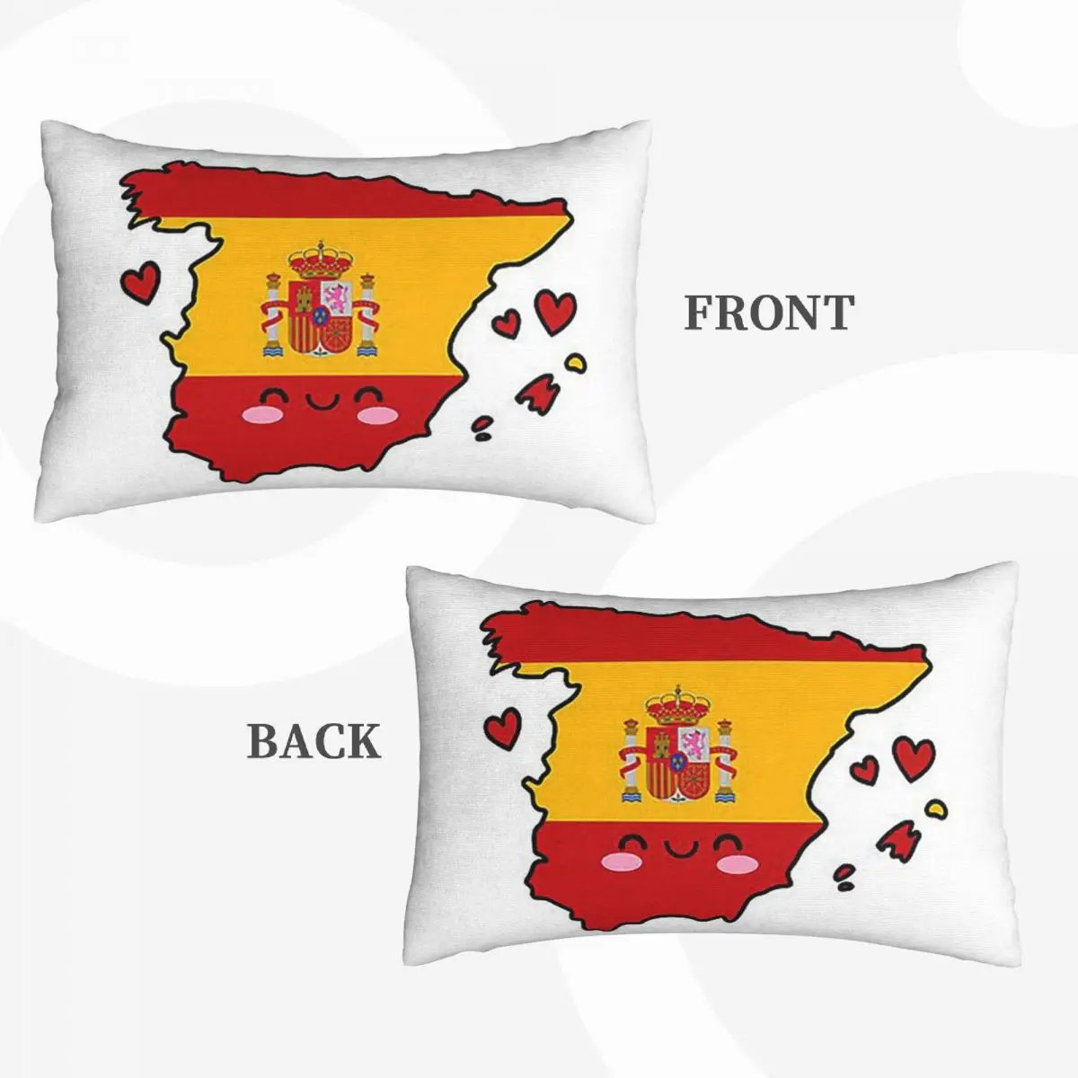 Spain Flag Map Smile With Love Rectangle Pillowcase Cushion Cover Decor Bedroom Bed Home Comfort Throw Pillow