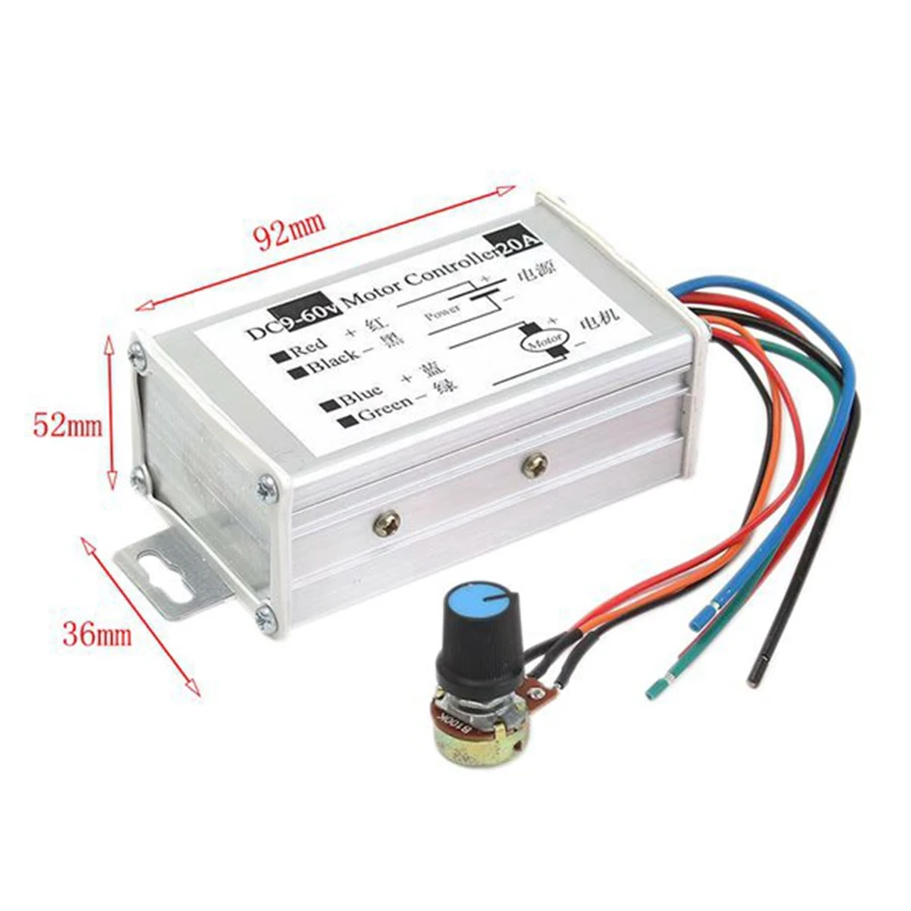 Motor Speed Controller DC9V 12V 24V 48V 60V 20A PWM Motor Speed Controller Regulator Driver 0-1200W Adjustable Current