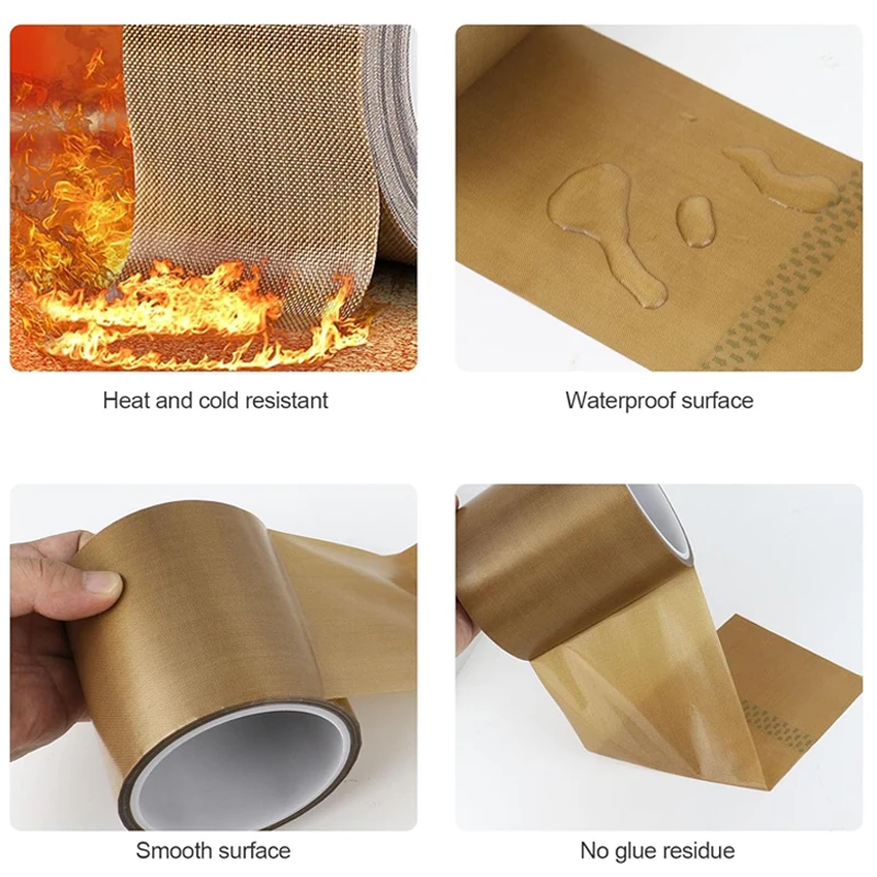 PTFE-Isolierband, 10 m/Rolle, Breite 5 mm–100 mm, hohe Temperaturbeständigkeit, 300 °C ℃ Klebeband-Wärmeisolierung für Siegelmaschinen – Detail 9