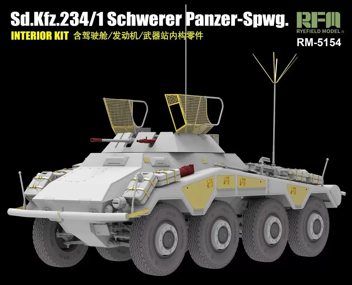 Rye Field 5154 1:35 Scale SdKfz 234/1 Schwerer Panzer Spwg Full Interior  Vehicle Plastic Assembly Model Building Kit