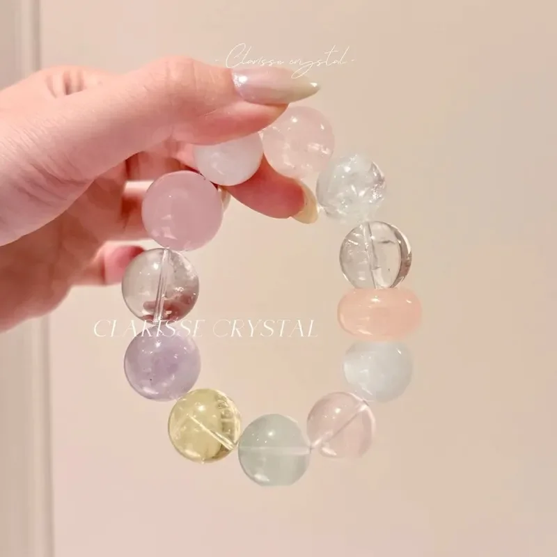 White Asai bracelet, winter popular hand jewelry, rainbow Duobao, aquamarine amethyst pink crystal wholesale