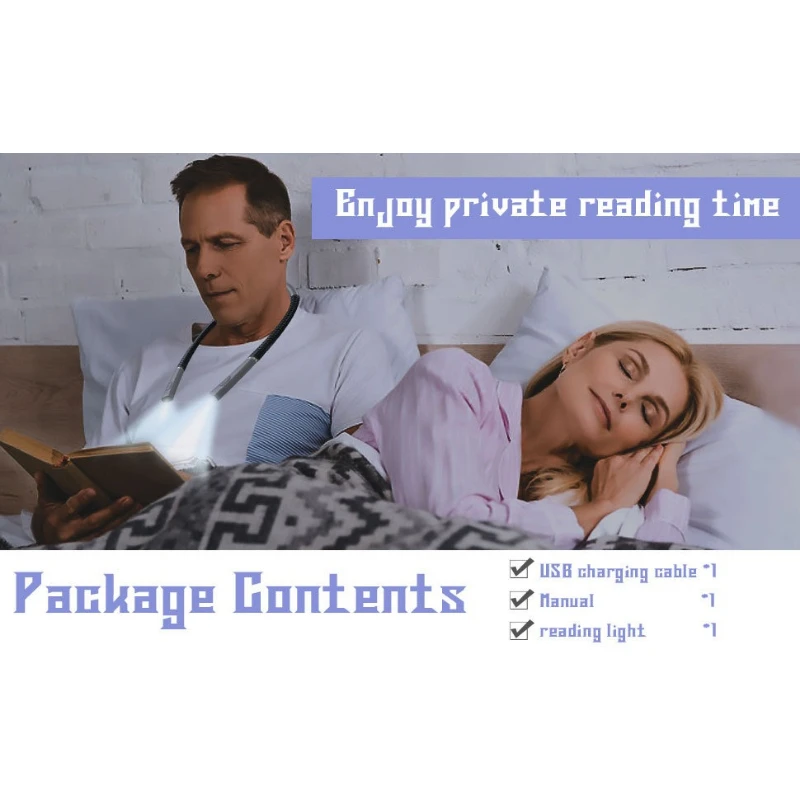 

Multi-Use Neck Book Light - Flexible USB Reading Lamp for Night Jogging, Bedtime Reading & Office Work, Rechargeable