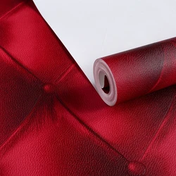 Wine Red 3D Lattice Imitation Soft Bag Wallpaper Living Room Background Wall Bar KTV Restaurant Personality Luxury Wall Stickers
