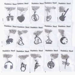 20Pcs/lot Fashion Stainless Steel Heart Crown Tree Necklaces For Women Men Mix Style Party Gifts Jewelry