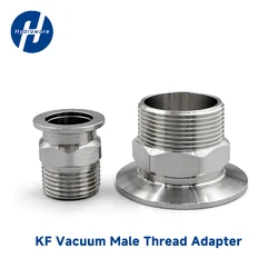 304SS KF Vacuum Adapter Hex Male Thread Flange Clamp, High Vacuum Leakproof Fitting for KF10/16/25/40/50 Pipe Connection