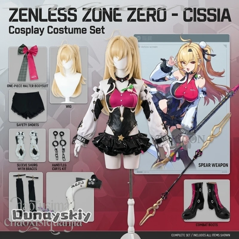 

Cissia cosplay costume fashion kawaii dress Y2K jumpsuit furry tail 170cm props shoes wigs full set anime game Zenless Zone Zero